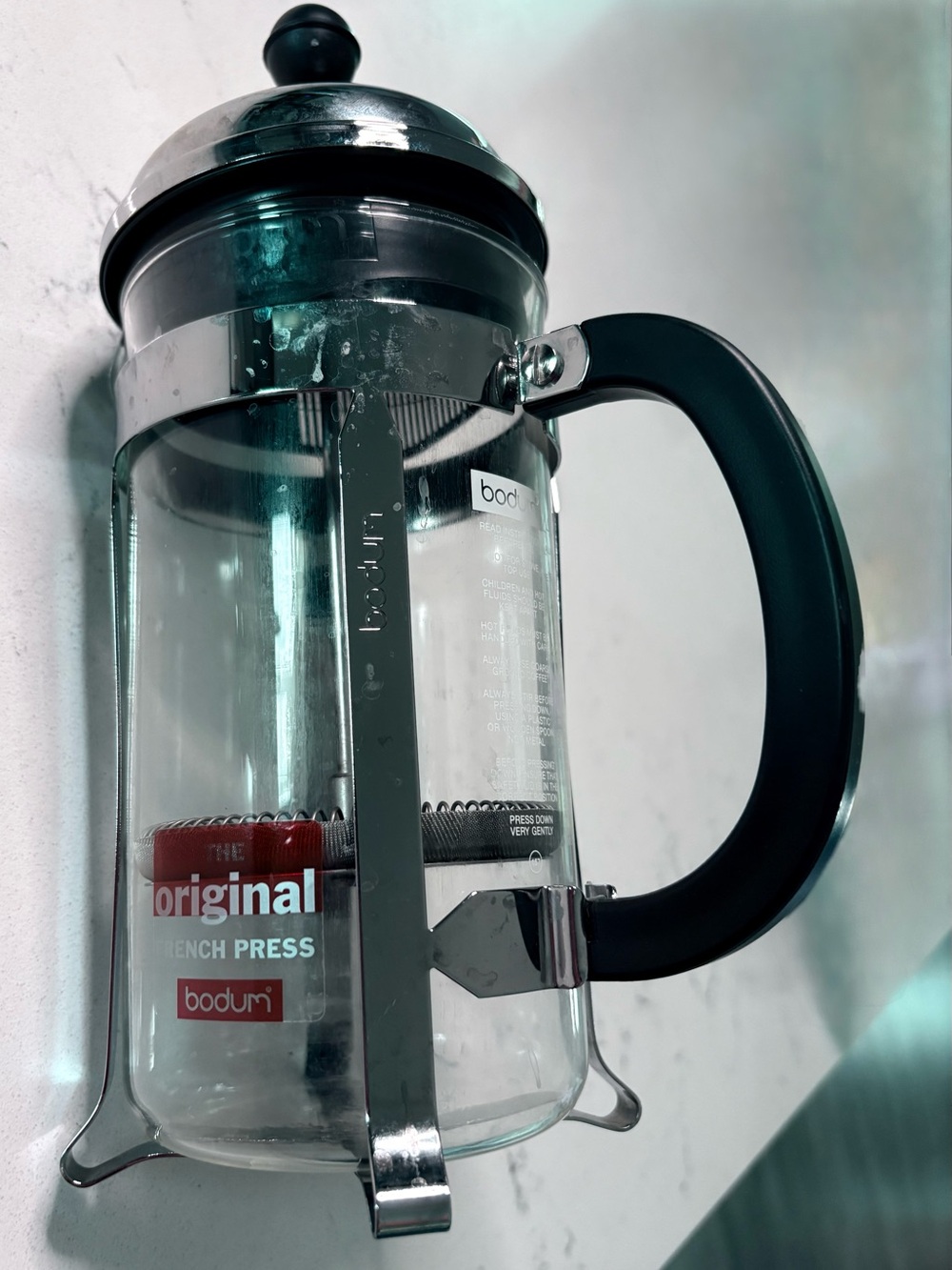Bodum Clear Glass French Press with Black Handle